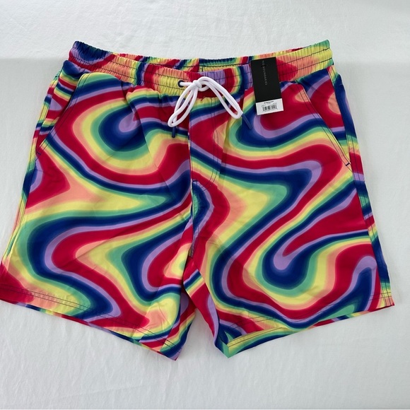 No Boundaries ALL GENDER Fluidity Psychedelic PRIDE Lounge Shorts Medium NWT - Picture 2 of 5